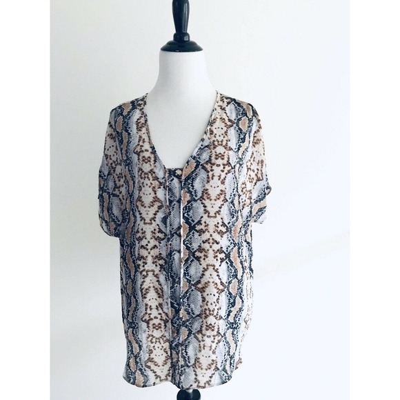 Carmen Marc Valvo | Snakeskin Print Top Womens SM Dolman Cold Shoulder Pullover - Picture 1 of 10